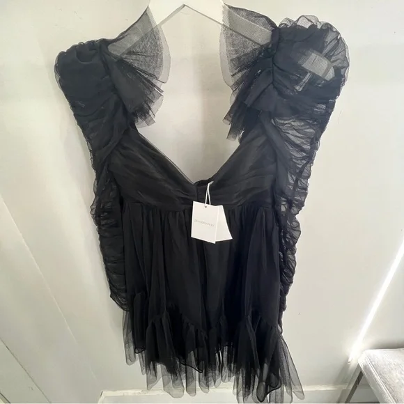 Zimmermann Black Ruffle Mini Dress - Picture 1 of 5
